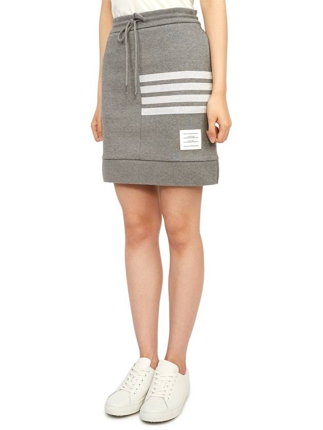 Double Face 4 Bar Knit Mini A Line Skirt Grey - THOM BROWNE - BALAAN 3