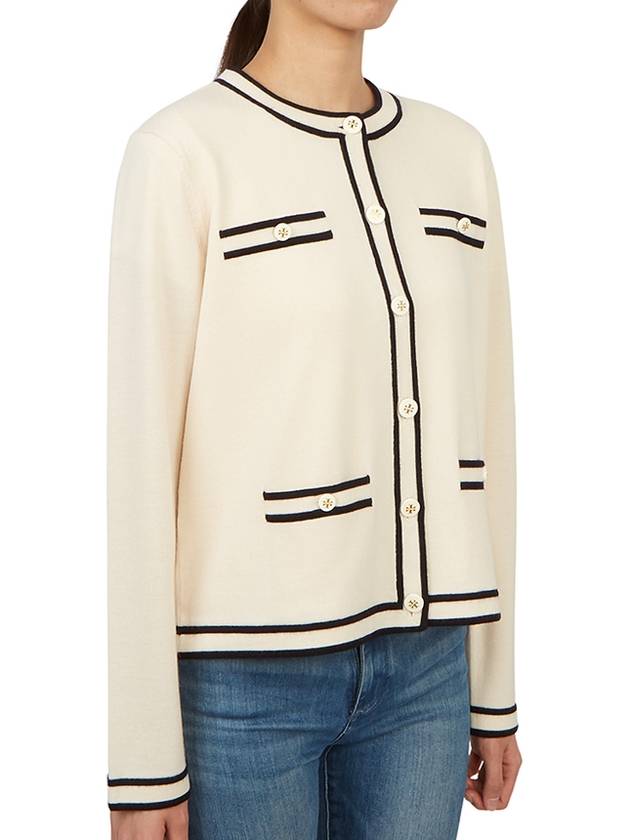 Kendra Button-Up Crew Neck Cardigan Ivory - TORY BURCH - BALAAN 5