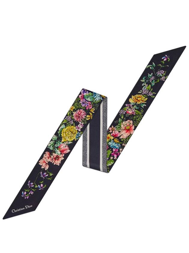 D Floral Mitzah Silk Twill Scarf Navy - DIOR - BALAAN 2