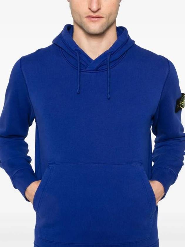 6100045 Organic Cotton Fleece Drawstring Hoodie Blue - STONE ISLAND - BALAAN 5