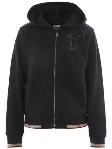 Monogram motif black hooded zip up 270274 - BURBERRY - BALAAN 1