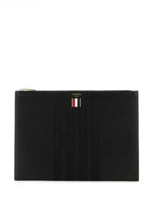 diagonal striped leather clutch bag black - THOM BROWNE - BALAAN 2