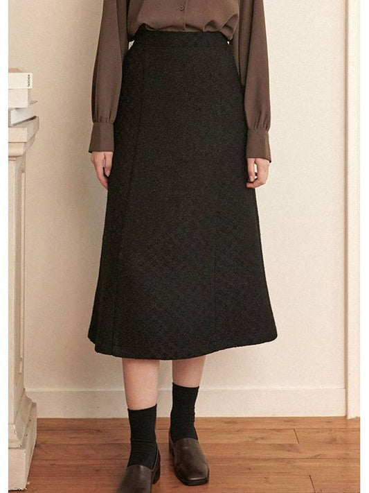 Women's Comely Wool Tweed Skirt Black P00000EW - MICANE - BALAAN 2