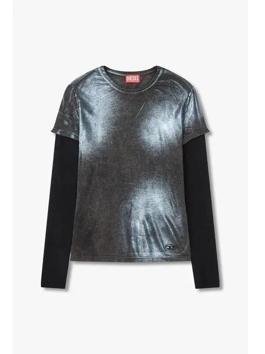 Women s Glitter Layered T Shirt Black - DIESEL - BALAAN 1