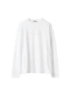 Logo Embroidered Cotton Long Sleeve T-shirt White - MIU MIU - BALAAN 2