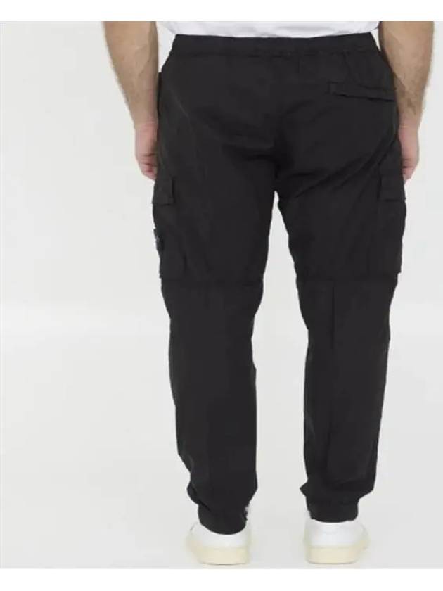 Stretch Cotton Tela Paracadute Cargo Straight Pants Black - STONE ISLAND - BALAAN 6