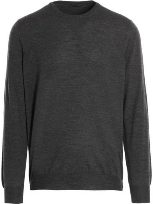 Men's Crew Neck Wool Knit Top Grey - DRUMOHR - BALAAN 1