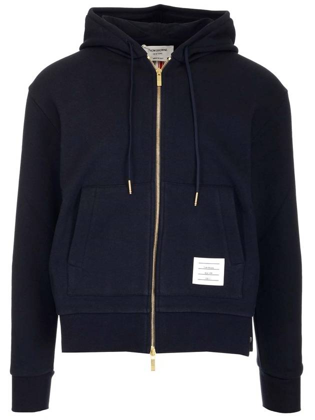 Center Back Stripe Cotton Zip Up Hoodie Navy - THOM BROWNE - BALAAN 1