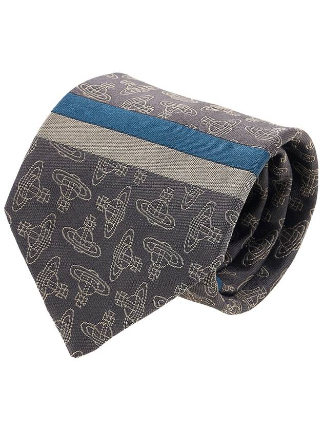 All Over Logo Silk Jacquard Tie Grey - VIVIENNE WESTWOOD - BALAAN 10