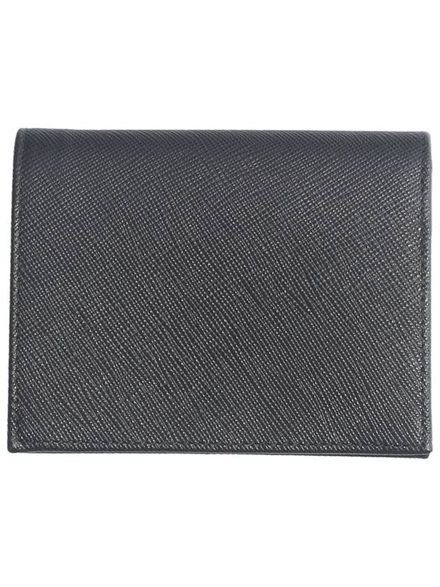 Gold Hardware Triangle Logo Saffiano Half Wallet Black - PRADA - BALAAN 3