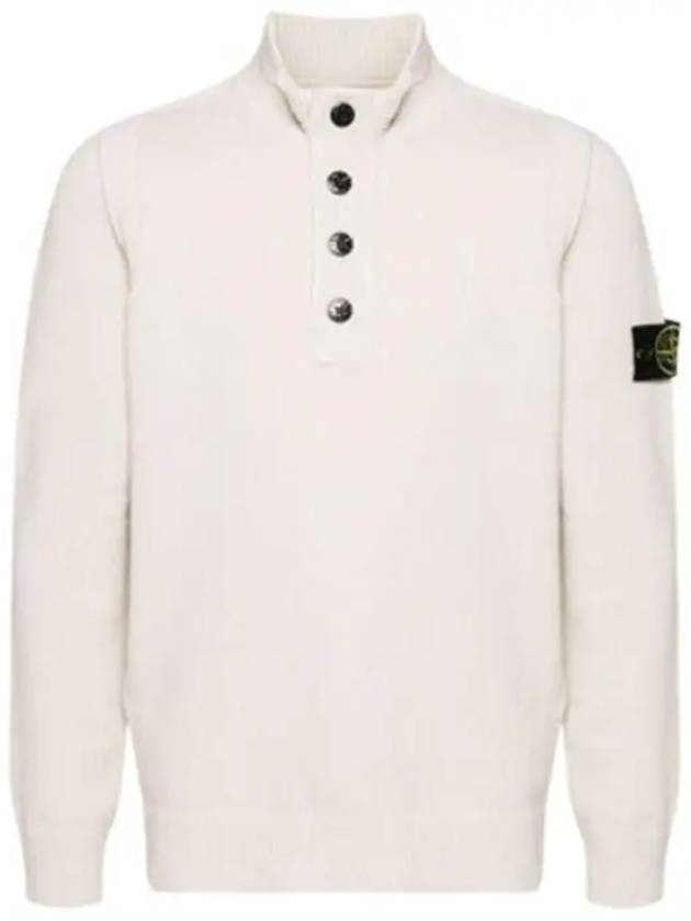 Wappen Patch Half Button Lambswool Knit Top Plaster - STONE ISLAND - BALAAN 2