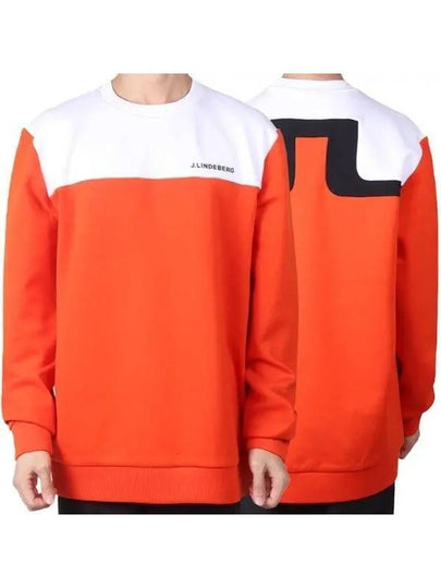 Men's Jeff Crew Neck Polyester Sweatshirt Fiery Red - J.LINDEBERG - BALAAN 2