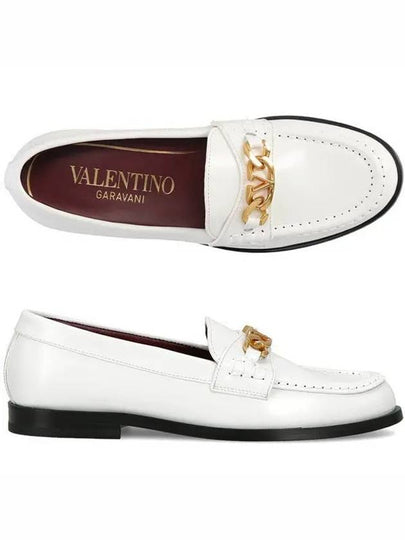 V Logo Chain Loafers White - VALENTINO - BALAAN 2