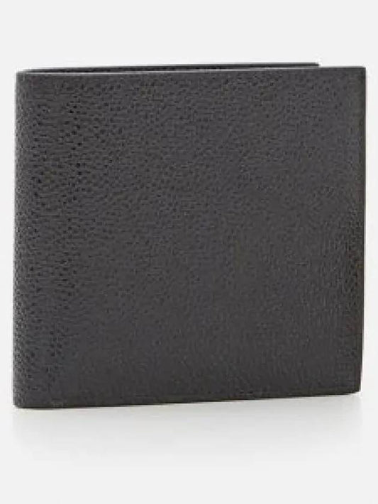 Pebble Grain Leather Half Wallet Black - THOM BROWNE - BALAAN 2