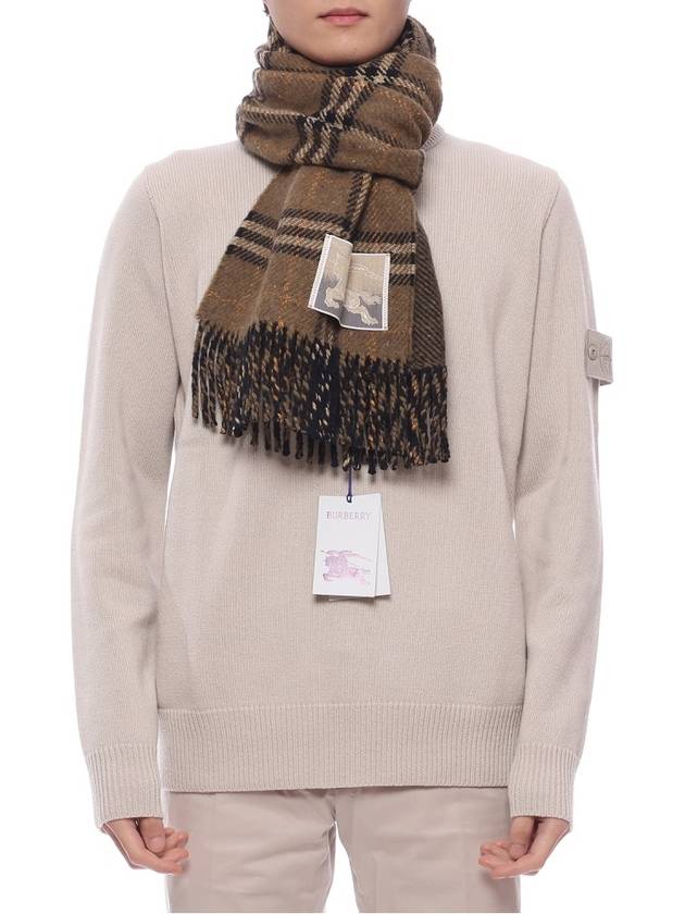 Check Reversible Wool Cashmere Scarf Brown - BURBERRY - BALAAN 4