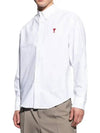 Button Down Boxy Fit Oxford Long Sleeve Shirt Natural White - AMI - BALAAN 4