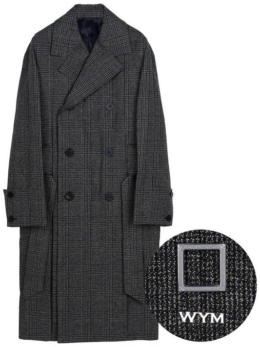Khaki Check Belted Double Wool Coat W233HC01 902K - WOOYOUNGMI - BALAAN 1