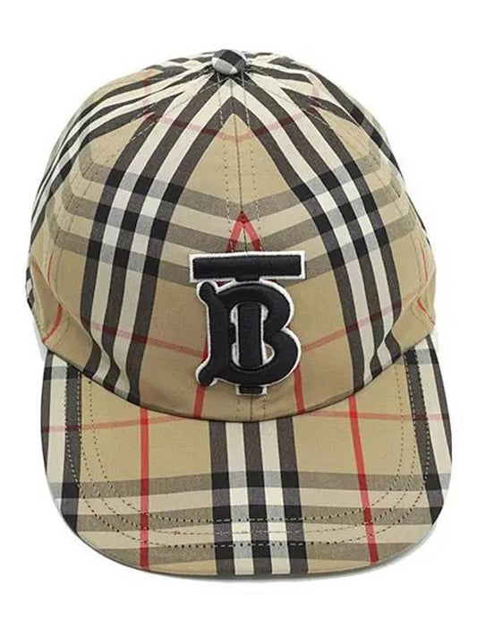 Monogram Motif Vintage Check Cotton Baseball Cap Archive Beige - BURBERRY - BALAAN 2