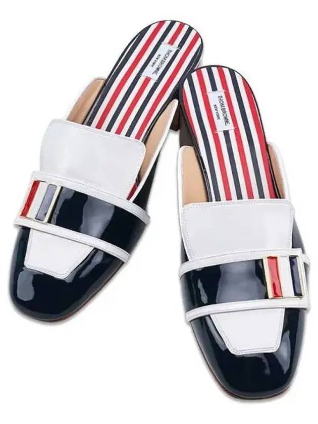 Soft patent leather stripe enamel strap block heel loafer mule 271994 - THOM BROWNE - BALAAN 1