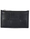 Maxi Intrecciato Zipper Coin Purse Black - BOTTEGA VENETA - BALAAN 1