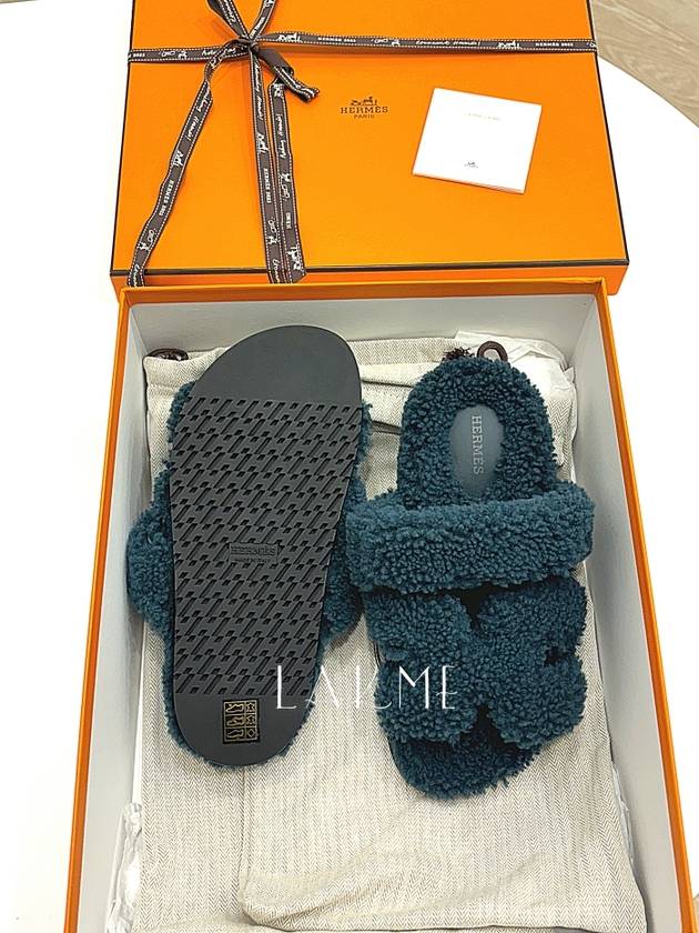 Women s Fleece Sandals Chypre Vert Anglais - HERMES - BALAAN 3