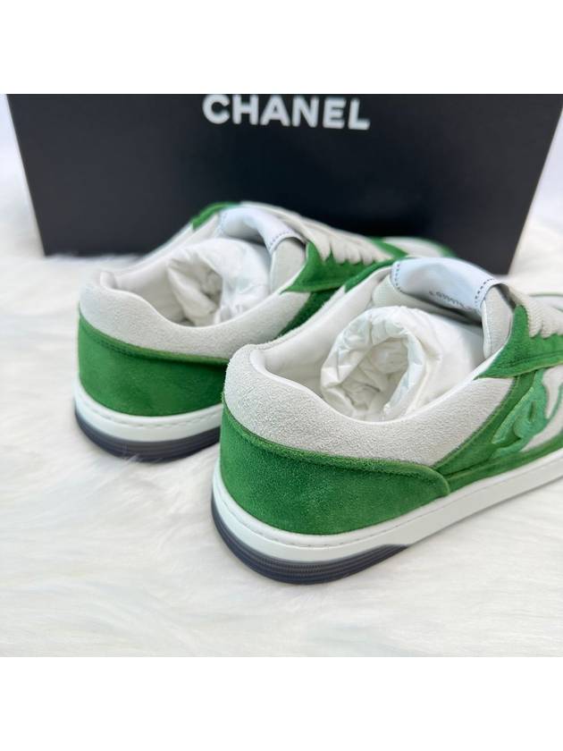 CC Logo Suede Kidskin Low Top Sneakers Green - CHANEL - BALAAN 5