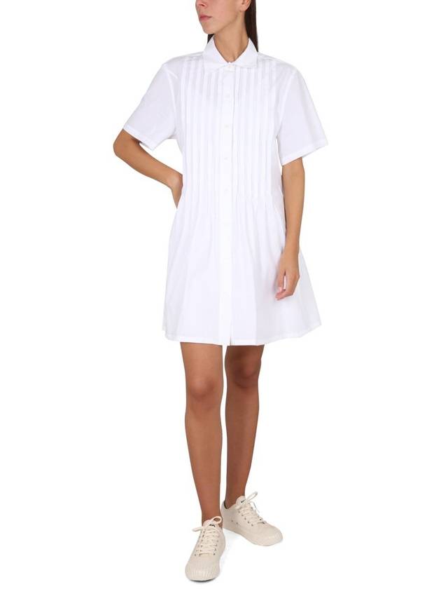 Poplin Shirt Cotton Short Dress White - KENZO - BALAAN 3