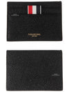 Pebble Grain Leather Stripe Single Card Wallet Black - THOM BROWNE - BALAAN 6