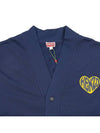 Heart Print Classic Cotton Cardigan Blue - KENZO - BALAAN 5