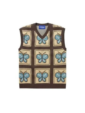 Awake New York Butterfly Sweater Vest Brown - AWAKE NY - BALAAN 1