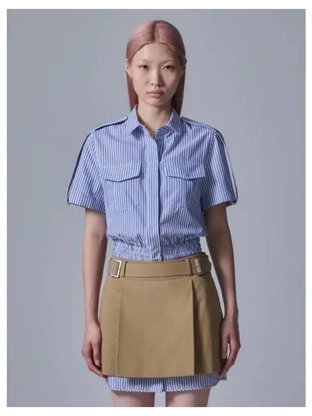 Military pocket half sleeve striped shirt blue domestic product GM0024052279009 - JUUN.J - BALAAN 1