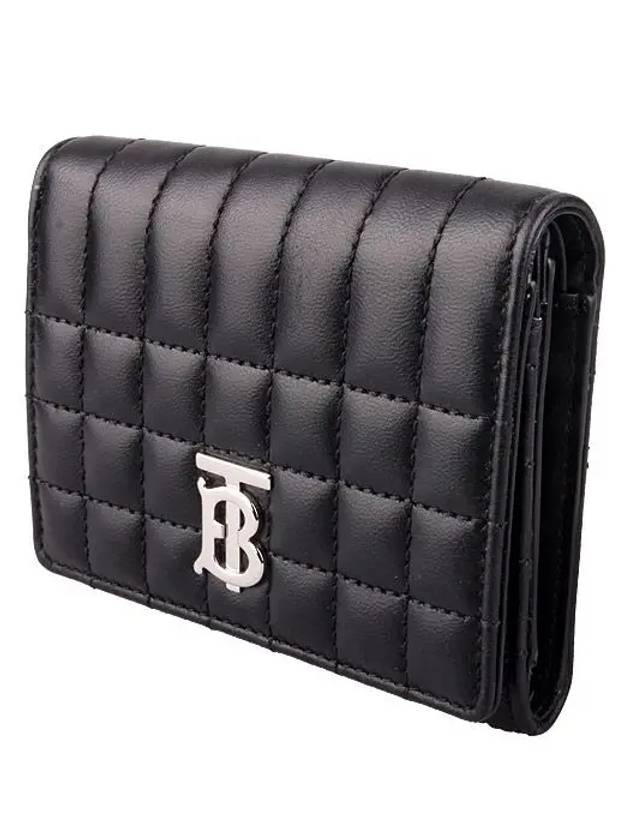 Lola Folding Small Quilted Leather Card Wallet Black Palladium - BURBERRY - BALAAN 2