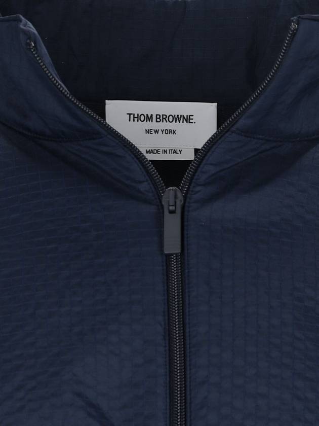 4 Bar Stripe Ripstop Zip-up Jacket Blue - THOM BROWNE - BALAAN 4