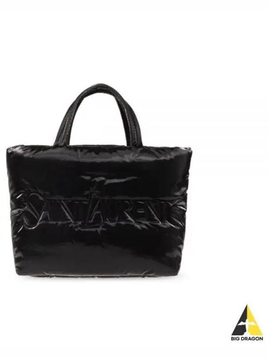 Silktech Canvas Tote Bag Black - SAINT LAURENT - BALAAN 2