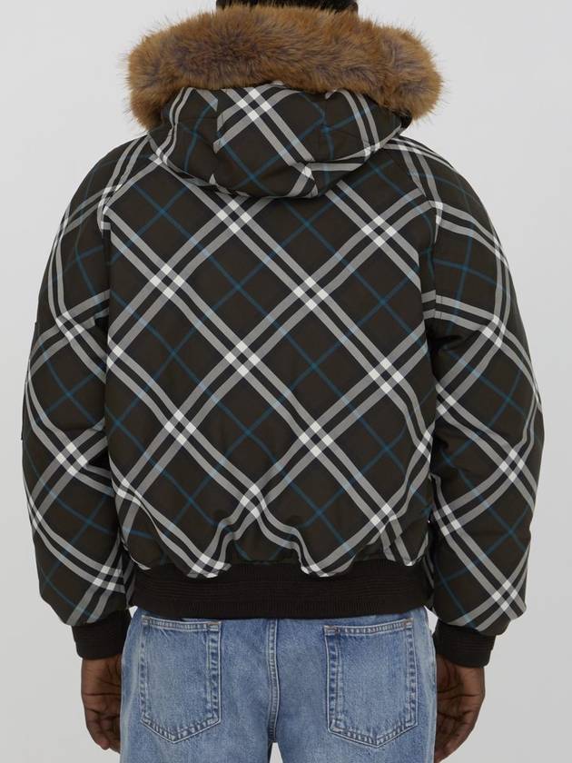 Faux Fur Trim Check Hooded Bomber Jacket Snug - BURBERRY - BALAAN 5