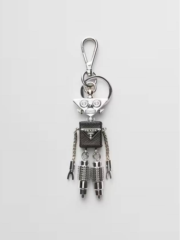 Saffiano Leather Robot Trick Key Holder Silver - PRADA - BALAAN 2