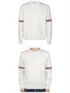 Men's Milan Stitch Armband Crew Neck Knit Top White - THOM BROWNE - BALAAN 5