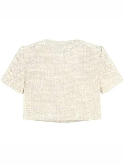 24SS Cream Bouclé Crop Cardigan RS24 156J C - SELF PORTRAIT - BALAAN 2