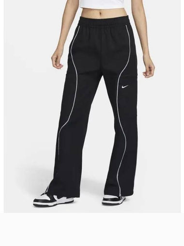 Sportswear High Waist Woven Straight Pants Black - NIKE - BALAAN 1