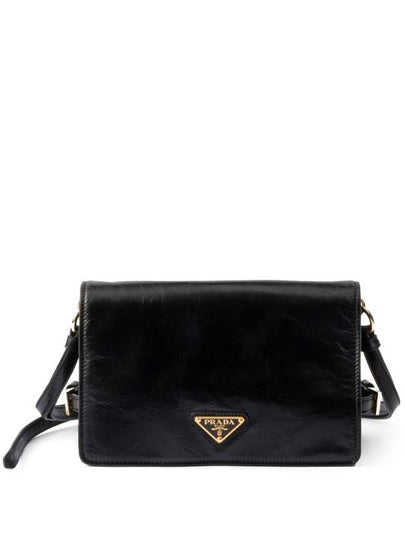 Triangle Logo Leather Shoulder Bag Black - PRADA - BALAAN 2