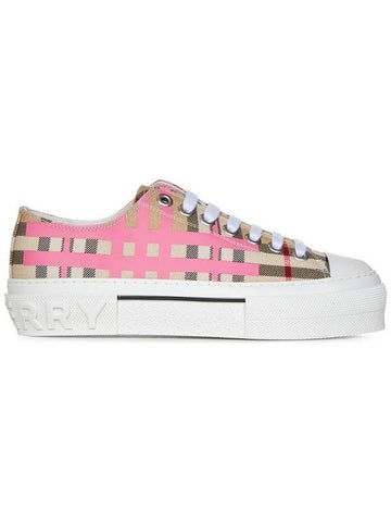 check print lace-up low-top sneakers beige pink - BURBERRY - BALAAN 1