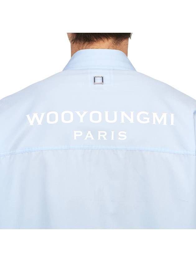 Men's Back Logo Cotton Short Sleeve Shirt Blue - WOOYOUNGMI - BALAAN 9