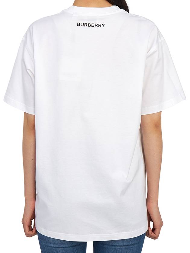 Women's EKD Print Oversized Cotton Short Sleeve T-Shirt White - BURBERRY - BALAAN 5