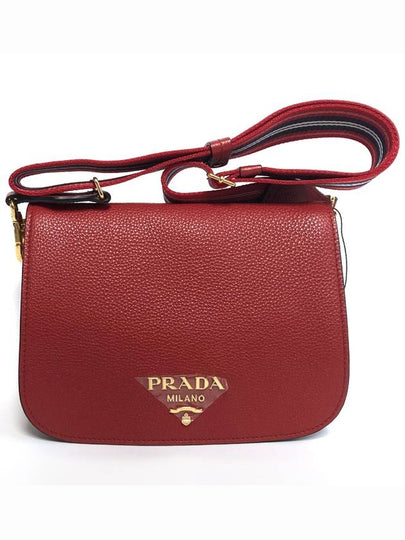 Vitello Dino Leather Flap Cross Bag Red - PRADA - BALAAN 2