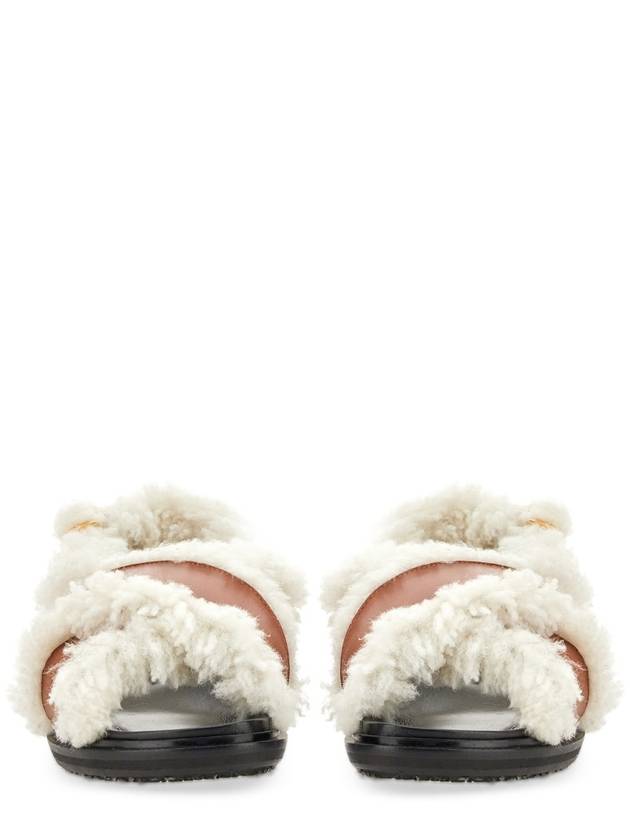 shearling-edged leather Fussbett sandals - MARNI - BALAAN 5