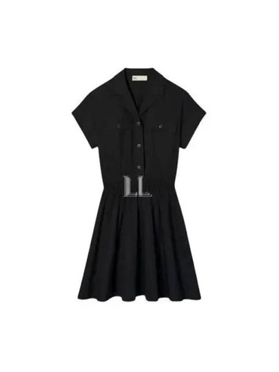 Cotton Poplin Shirt Short Dress Black - TORY BURCH - BALAAN 2