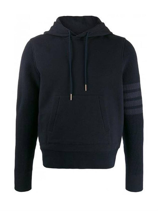 Classic Loopback 4-Bar Cotton Hoodie Navy - THOM BROWNE - BALAAN 1