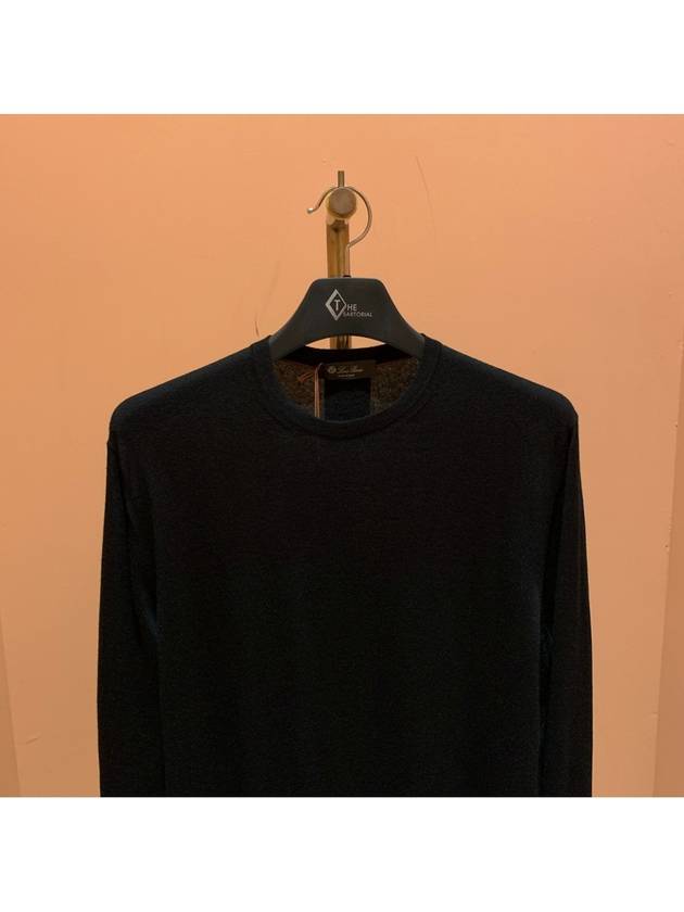 Men's Cash Light Crew Neck Knit Top Black - LORO PIANA - BALAAN 3