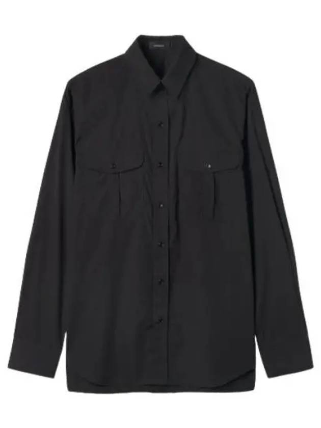 Oversized flap pocket cotton shirt black - WARDROBE.NYC - BALAAN 1