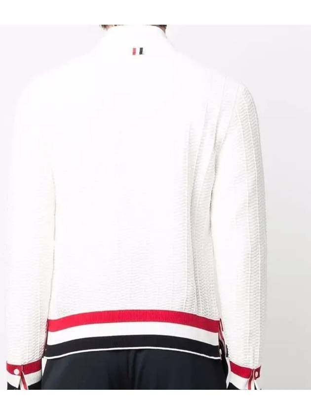 Men's Textured Crew Neck Knit Top White - THOM BROWNE - BALAAN.